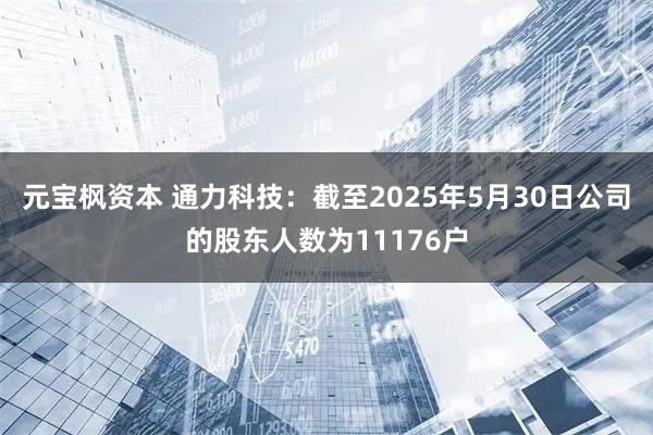 元宝枫资本 通力科技：截至2025年5月30日公司的股东人数为11176户